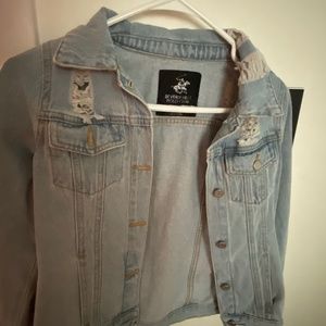 Beverly Hills Girls Polo Club Distressed Jean Jacket Size 10/12